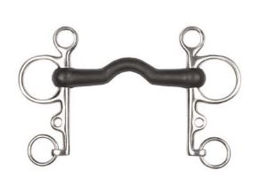 Bocado Pelham goma con puente inoxidable