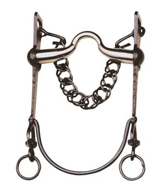 Bocado vaquero pavonado asa caldera embocadura inoxidable barra curva